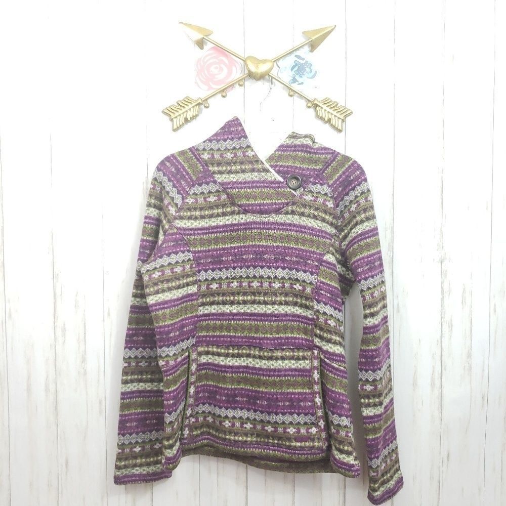 Koppen Fair Isle Pop Over Hooded Top Size L